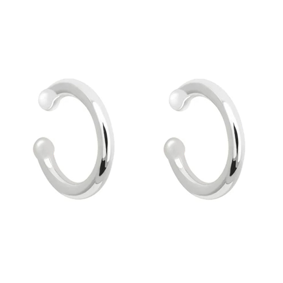 FE0221 925 Sterling Silver Crossing Lines Small Stacking Ear Cuff Earrings
