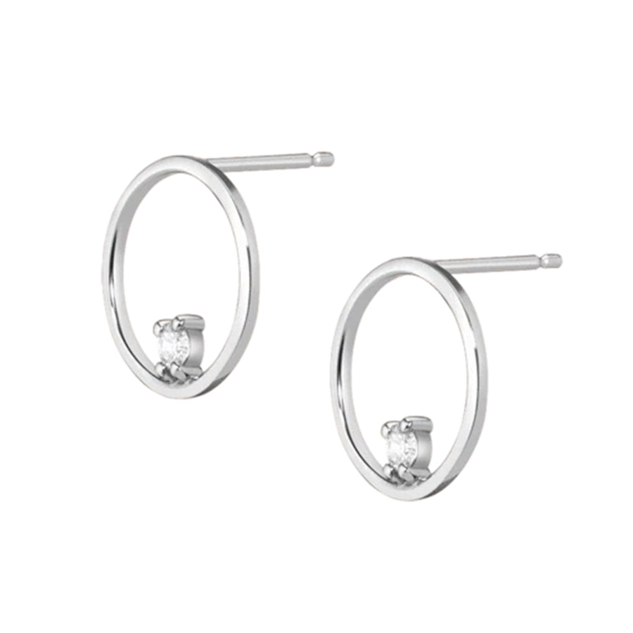 FE0259 925 Sterling Silver Floating Diamond Hoop Earrings