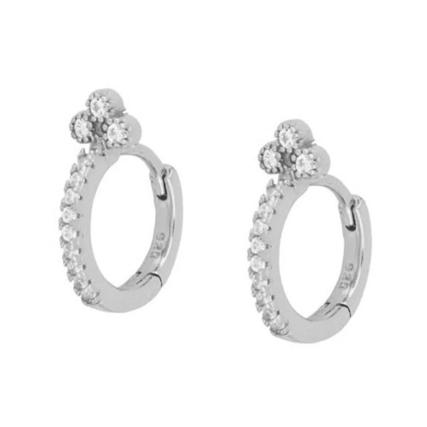 FE0630 925 Sterling Silver Zircon Hoop Earrings