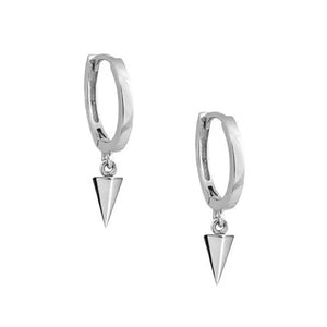 FE0006 925 Sterling Silver Pyramid Drop Huggie Earrings