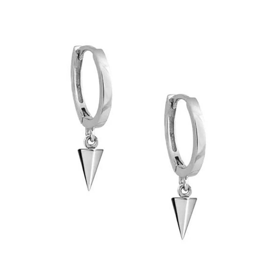 FE0006 925 Sterling Silver Pyramid Drop Huggie Earrings