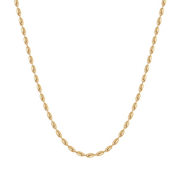 FX0889 925 Sterling Silver Oval Ball Beaded Chain Necklace