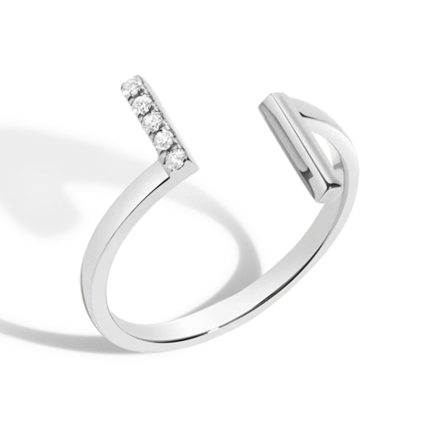 FJ0048 925 Sterling Silver Diamond Inverse Ring