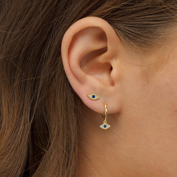 FE0578 925 Sterling Silver Evil Eye Stud Earrings