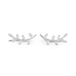 FE0608 925 Sterling Silver Leaf Stud Earrings