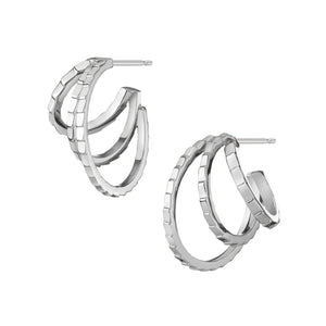 FE0235 925 Sterling Silver Infinity Deco Triple Gold Hoop Earrings