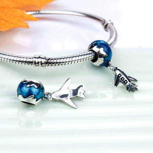 PY1065 925 Sterling Silver Airplane Dangle Charm