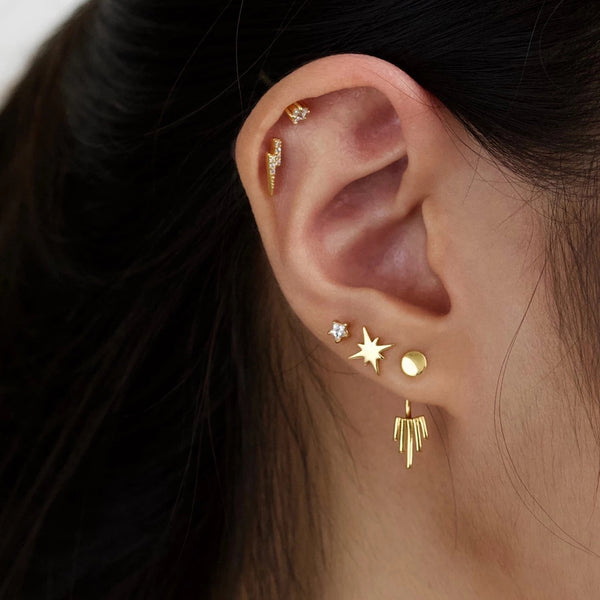 FE0056 925 Sterling Silver Starburst Stud Earrings