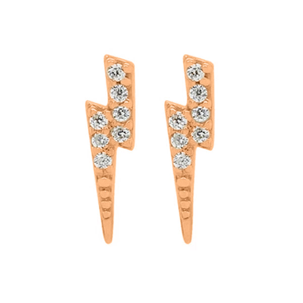 FE0045 925 Sterling Silver Bright Thunder Lightning Stud Earrings