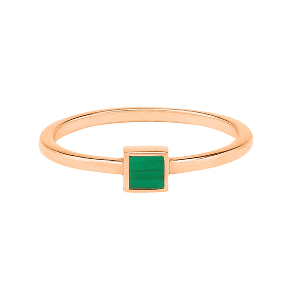 FJ0267 925 Sterling Silver Malachite Square Ring
