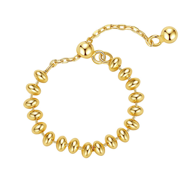 FJ0785 925 Sterling Silver Gold Bead Chain Ring