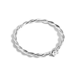 FJ0054 925 Sterling Silver Twist Diamond Ring