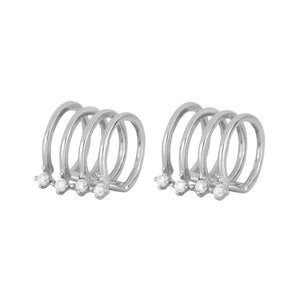 FE0647 925 Sterling Silver Multi-ring Earrings Cuff