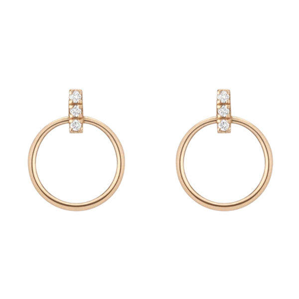 FE0252 925 Sterling Silver Circle Earrings With Diamond Bar