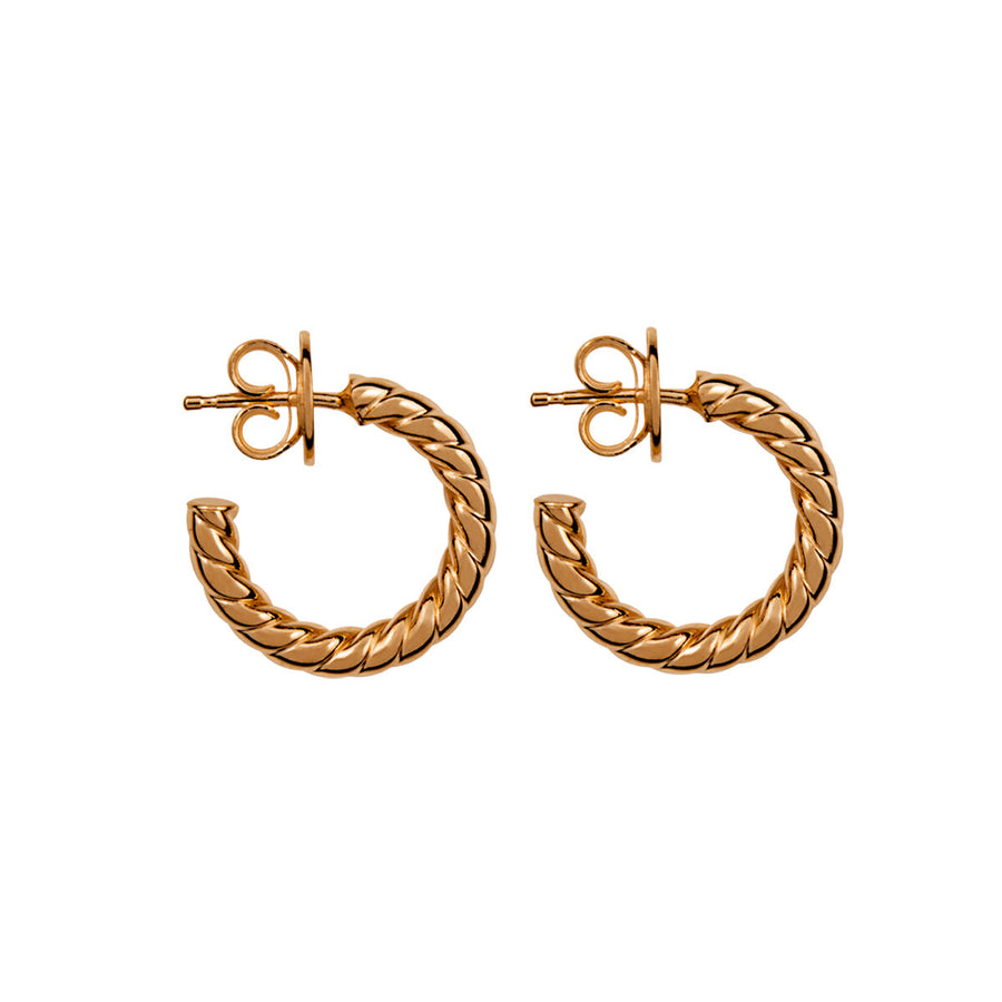 FE0286 925 Sterling Silver Gold Cabled Mini Hoop Earrings