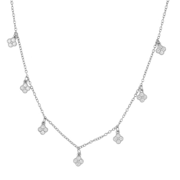 FX0257 925 Sterling Silver Clover Beaded Necklace