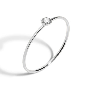 FJ0047 925 Sterling Silver Fine Single Zircon Ring