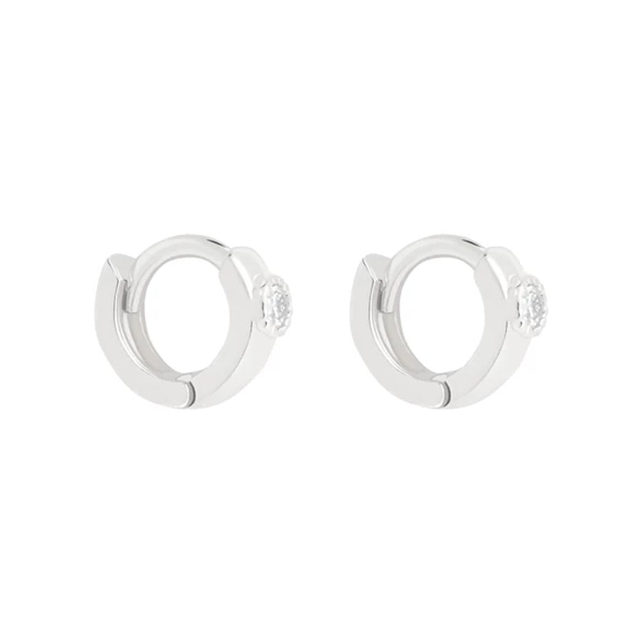 FE0186 925 Sterling Silver Sinlge Stone Clicker Earrings