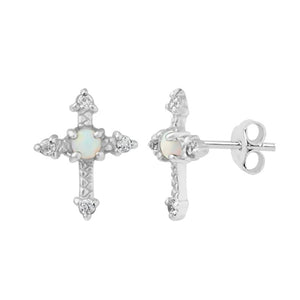 FE0165 925 Sterling Silver Opulent Cross Stud Earrings