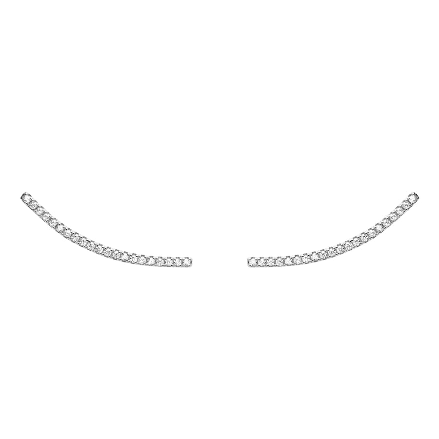 FE0692 925 Sterling Silver Long Crystal Stud Earrings