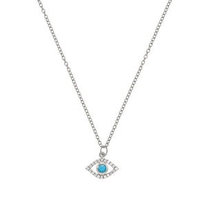 FX0037 925 Sterling Silver evil eye turquoise necklace