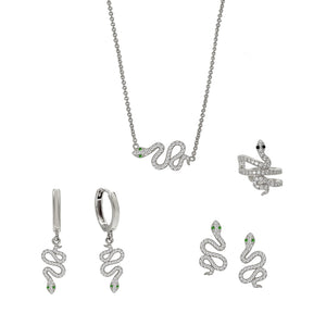 FX0040 925 Sterling Silver sparkly snake necklace