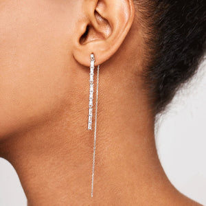 FE0712 925 Sterling Silver Crystal Dangle Earrings