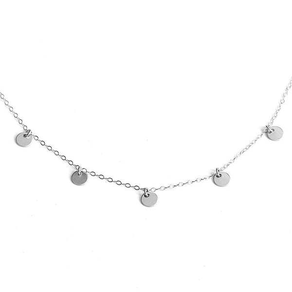 FX0017 925 Sterling Silver Coin Charm Choker Necklace