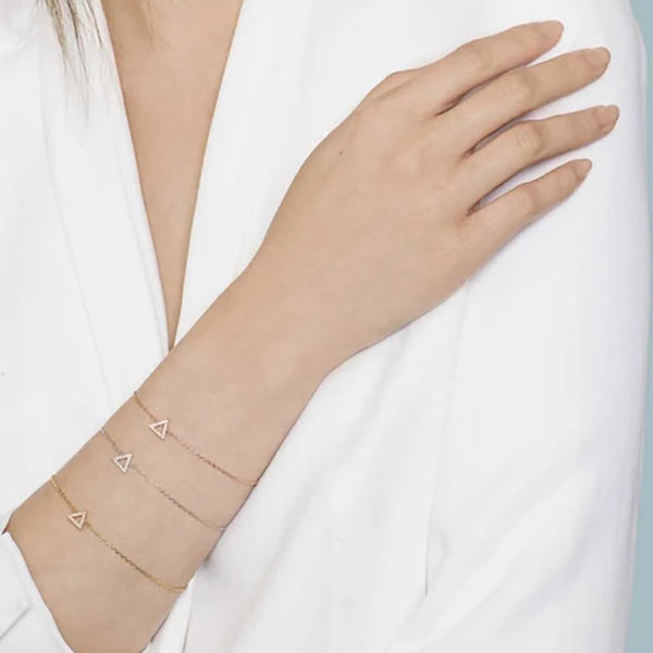 FS0004 925 Sterling Silver Pyramid Triangle Bracelet