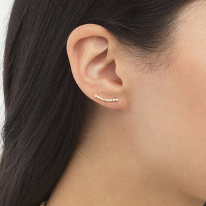 FE0481 925 Sterling Silver Mini Bezel Ear Climber Earrings