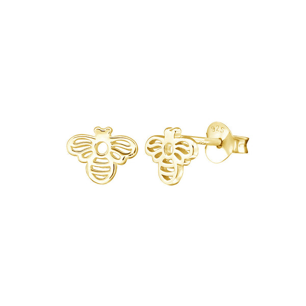 FE0152 925 Sterling Silver Honey Bee Stud Earrings