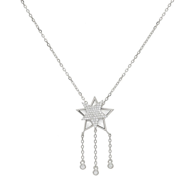 FX0233 925 Sterling Silver Star Tassel  Necklace