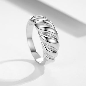 FJ0239 925 Sterling Silver Croissant Dome Ring