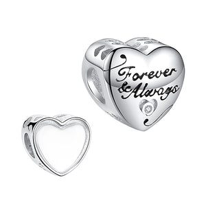 XPPY1102 925 Sterling Silver Forever & Always Family Photo Charms