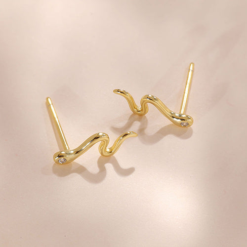 YHE0181 925 Sterling Silver Wiggly Snake Women Stud Earring