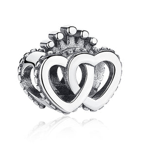 PY1717 925 Sterling Silver Double heart Charm Bead