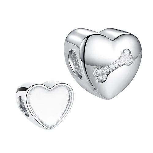 XPPY1100 925 Sterling Silver Puppy Bone Heart Customized Charms