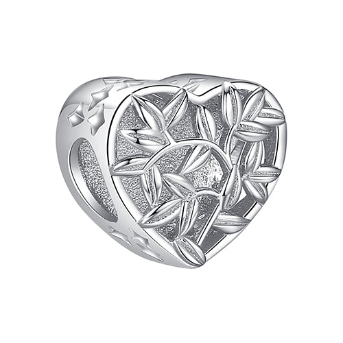 XPPY1126 925 Sterling Silver Leaves Heart Photo Charm
