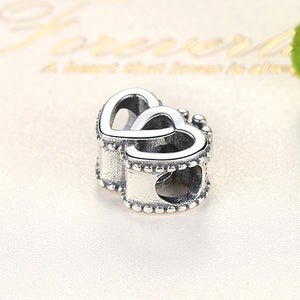 PY1717 925 Sterling Silver Double heart Charm Bead