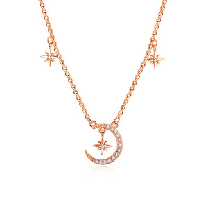 YX1621 925 Sterling Silver Fashionable star moon necklace