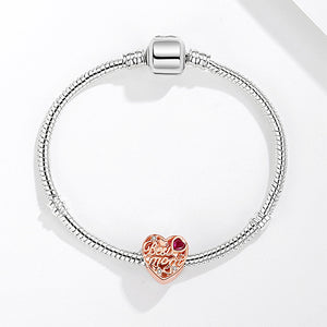 XPPY1104 925 Sterling Silver Rose Gold Best Mon CZ Heart Charm