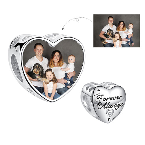 XPPY1102 925 Sterling Silver Forever & Always Family Photo Charms
