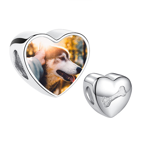 XPPY1100 925 Sterling Silver Puppy Bone Heart Customized Charms