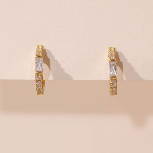 YHE0153 925 Sterling Silver New Fashion Cubic Zirconia Huggie Hoops Earring