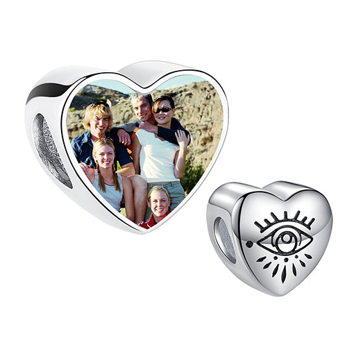 XPPY1093 925 Sterling Silver Lucky Eye Heart Photo Charms
