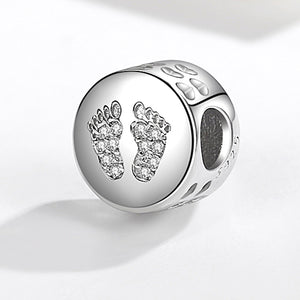 XPPY1089 925 Sterling Silver Baby Footprint Customized Charm