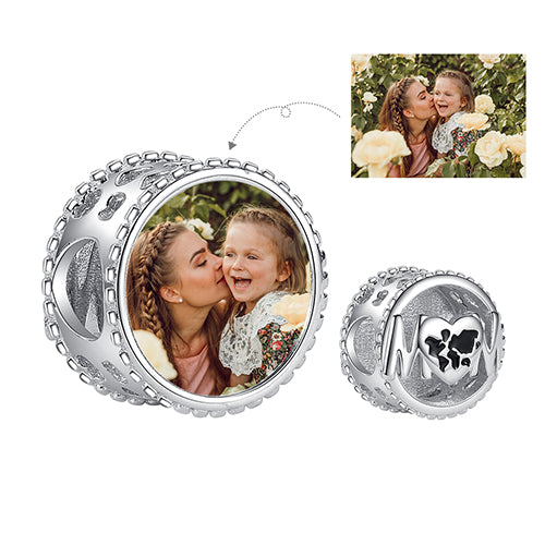 XPPY1087 925 Sterling Silver Mother AND Map Photo Charm