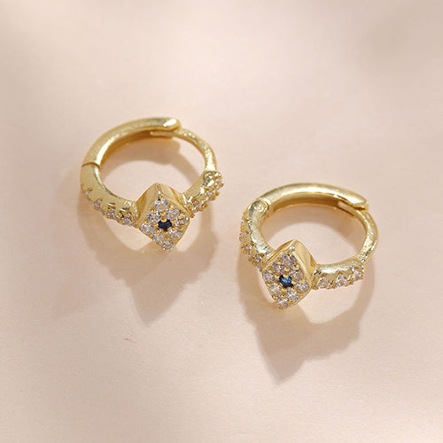 YHE0120 925 Sterling Silver Blue Evil Eye Hoop Earring With CZ