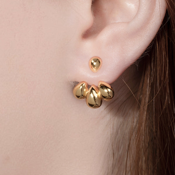 FE1867 925 Sterling Silver Lotus Ear Jacket & Front Back Earring