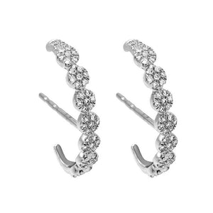 FE0469 925 Sterling Silver Diamond Disc Hook Stud Earrings